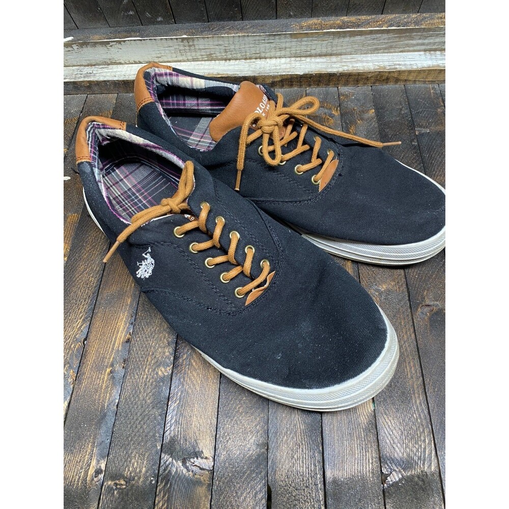 US Polo Assn Mens Sz 13 Black Canvas Sneaker Boat Casual Walking Shoes